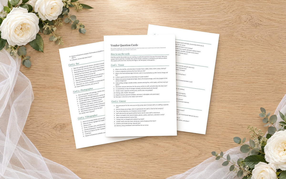 Vendor Question Cards (Bundle)